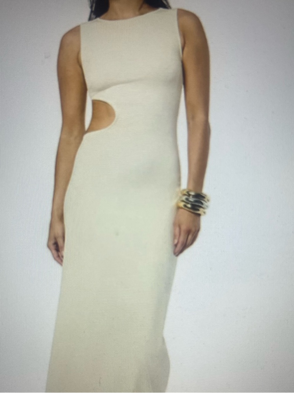WeWoreWhat Cream Sleeveless Cutout Maxi Dress